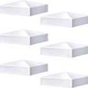 Taiyin 6 Pcs Pyramid White PVC Vinyl Post Top Caps, Fence and Deck Post Caps for Vinyl Fence Posts (6 x 6 Inch)