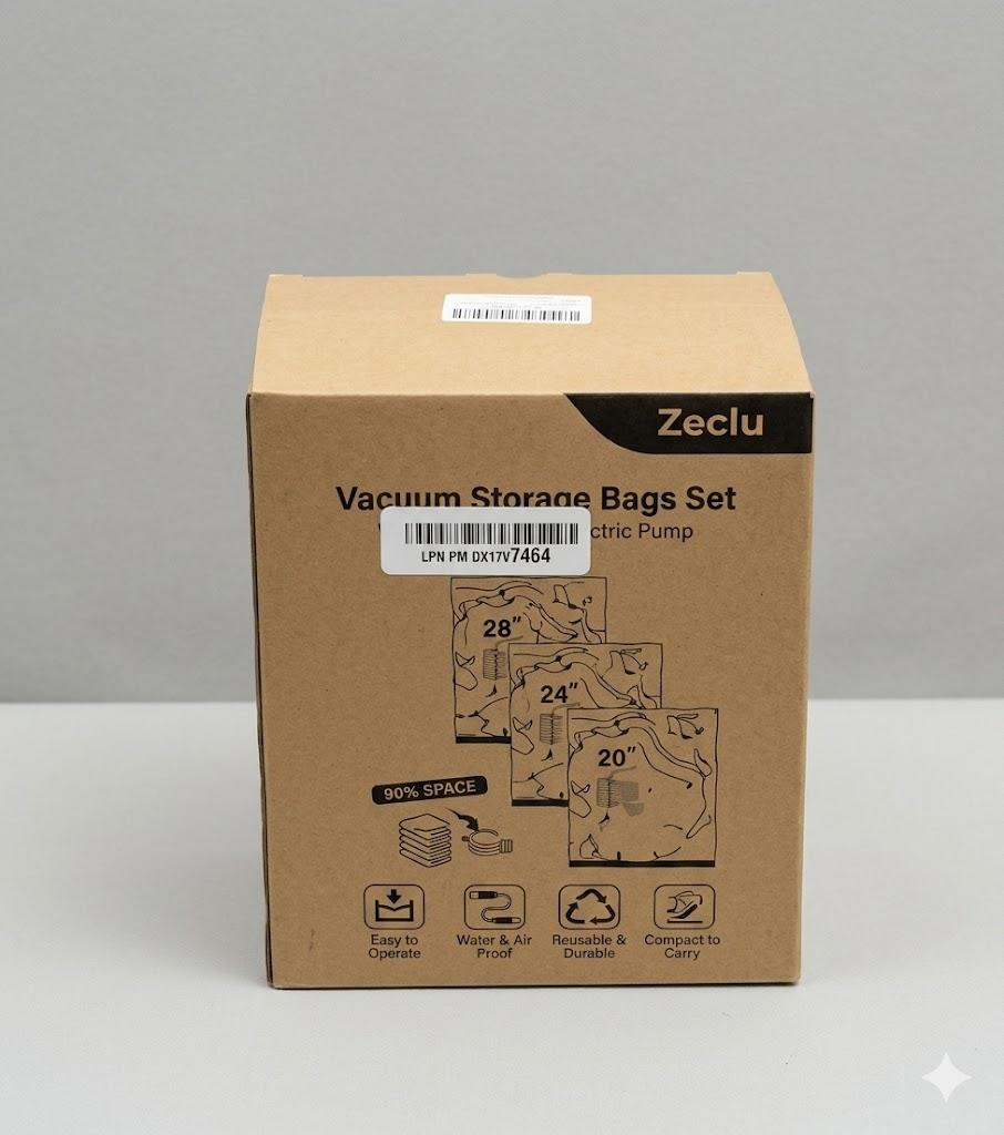 Zeclu 12 Pack Travel Vacuum Bags with Rechargeable USBC Pump, Compression Space Saver Bags for Luggage & Suitcase, Pack More Clothing for Flight & Cruise Essentials (3 Sizes S/M/L)