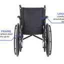 Invacare 9000 XT High Performance Lighter Weight Wheelchair, With Desk Length Arms, 20" Seat Width, 9XT_33131, Black Satin