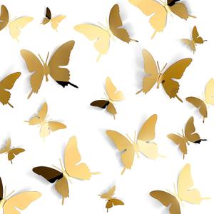 Ferraycle 48 Pieces Metal Butterfly Wall Decor, 3 Sizes 5.9", 3.94", 2.36" 3D Flying Butterfly for Wall Room Bedroom Living Room Decorations, Wedding Birthday Party Home DIY Art Decor (Gold)