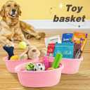 Pro Goleem Small Woven Basket with Gift Bags and Ribbons Durable Baskets for Gifts Empty Small Rope Basket for Storage 12"X 8" X 5" Baby Toy Basket with Handles, Pink
