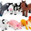 Boley Soft Farm Animal Toys - 6 Piece Small Farm Animal Figures for Kids Ages 3 and Up - Cute Soft Plastic Animal Figurines Set - Farm Animals for Toddlers