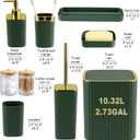 Bathroom Accessories Set-9PC Set, Complete Bathroom Decor & Home Decor, Bathroom Set with Toilet Brush, Trash Can, Soap Dispenser,Modern Home Bath Essentials (Green&Gold, Bath Set)