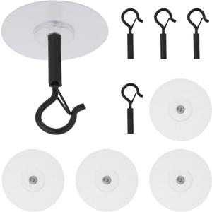 5pcs Self Adhesive Ceiling Hooks, No Drill Secure Enclosed Wall Sticky Sticker Hangers for Hanging Small Plants Wind Chimes Lights Christmas Wedding Decor Decorations Easy to Open & Install (Black)