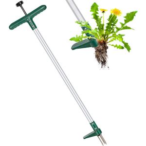 Long Handle Stand Up Weed Puller Tool - 39" Garden Weeder with Foot Pedal & 3 Steel Claws for Dandelion, Root Removal