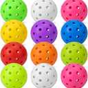 Pickleball Balls,pickleballs,12 Pack Outdoor Pickleball Balls,Bright Multi Colors 40 Hole Durable Plastic pickleball Game,Training & Tournament Play.