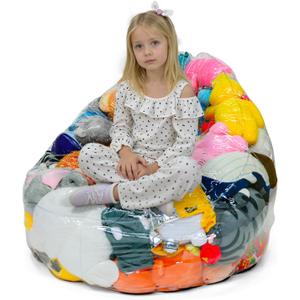 Bean Bag Chair Cover for Clear Stuffed Animal Chair Storage  Extra Large 150L Toy Organizer for Kids, Waterproof Easy-Clean Plush Toy Holder Seat (Cover Only, No Filler Included)