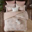 INK+IVY King Comforter Set Geometric Cotton Comforters Farmhouse with Clipped Jacquard, All Season, Down Alternative Lightweight & Fluffy Bedding, Matching Shams, Ellipse, King/Cal King, Blush 3 Piece