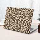Seorsok Compatible with MacBook Air 13 Inch Case 2022 2021 2020 2019 2018 Release A1932 A2179 M1 A2337 Touch ID,Elegant Brown Leopard Leather Plastic Hard Shell Case with Keyboard Cover,Apricot
