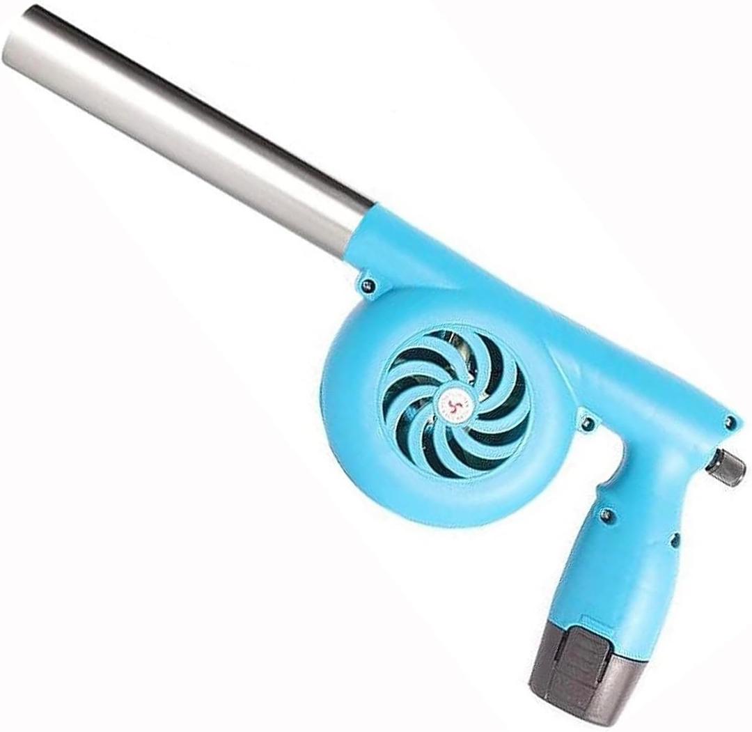 KZU Electric Fireplace Bellows, BBQ Air Blower, Handheld Outdoor Cooking Fan Charcoal Starter Fan Cordless Bellows Grills BBQ Camping Barbecue Fire Bellows (Extended Duct)