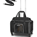 Petskd Top-Expandable Pet Carrier with Wheels 17x12x8.5 Inches JetBlue Allegiant Spirit Airline Approved, Soft-Sided Carrier for Small Cat Dog with Locking Safety Zippers and Anti-Scratch Mesh(Black)