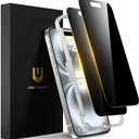 UNBREAKcable Privacy Screen Protector for iPhone 16 Plus, Anti-Spy Shatterproof Tempered Glass [True 28Anti Spy] [9H Hardness] [Easy Installation Frame] Black Protector for iPhone 6.7" - 2 Pack