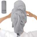 GRACEBERRY Large Microfiber Hair Towel Wrap for Women, 24x40 Inches Fast Drying Hair Turbans for Wet Hair, Super Absorbent Head Towels for Curly Hair Long & Short Hair (Grey)