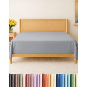 Full Size Flat Sheet - Hotel Quality Top Flat Bed Sheet Only - Ultra-Soft, Breathable & Cooling - Fade & Wrinkle Free - Easy-Care, Stain & Shrink Resistant Bedding - Easy-Fit & Oeko-Tex - Steel Blue