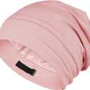 OLESILK Silk Baby Bonnet 6-12 Months: 100% Mulberry Silk & Modal, Anti-Frizz for Curly Hair, Adjustable Fit Growing Toddler (Pink)
