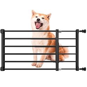 Short Dog Gate Expandable Dog Gate 22"-39.37" to Step Over, Pressure Mount Small Pet Gate, Low Pet Gate-Adjustable, Puppy Gate Indoor for Doorway, Stairs (Black, M(14.17''H))