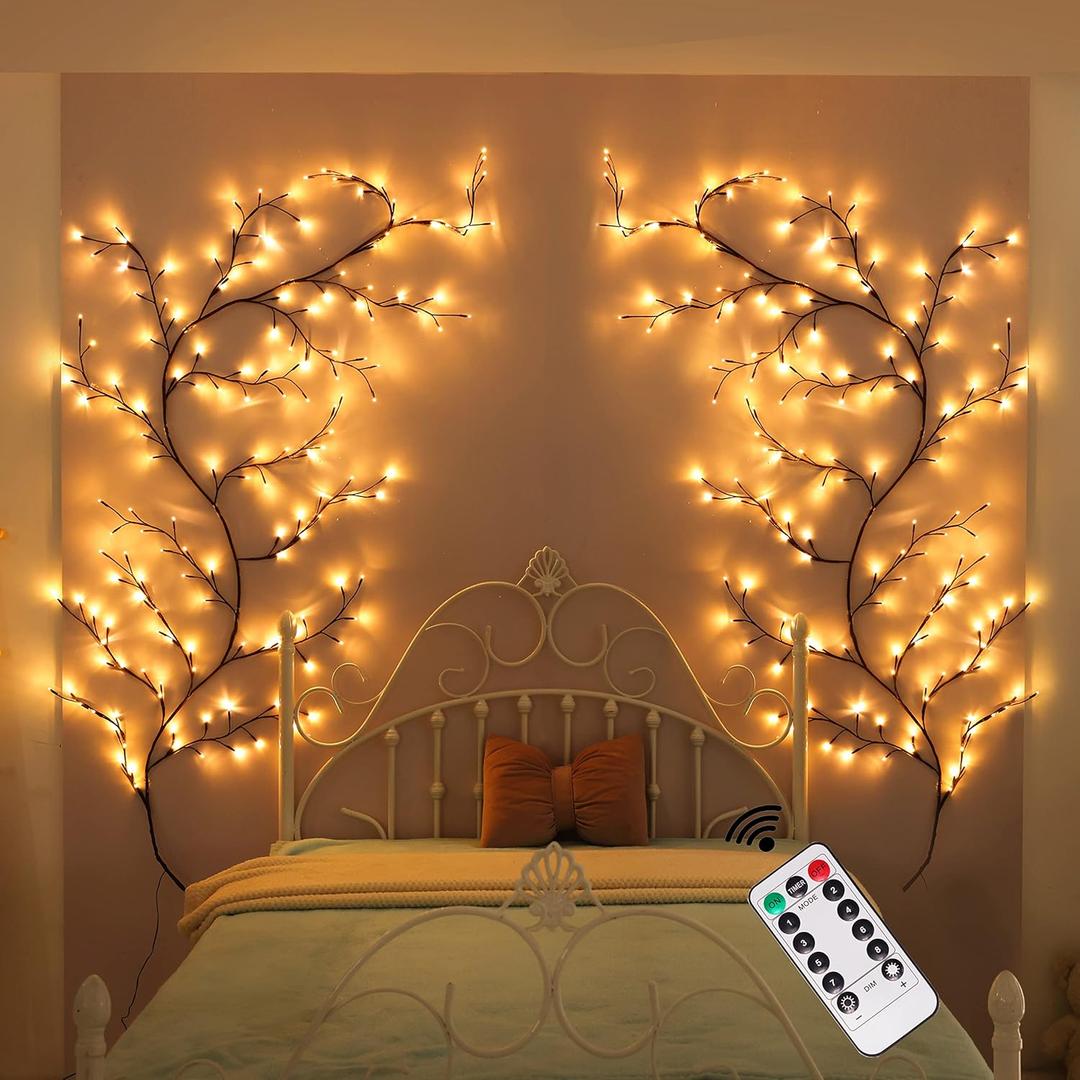 Enchanted Willow 9.5FT, 160 LED Vines for Room Decor with Remote, Wall Home Decorations with 20 Clips & Tapes, Plug in, 1 PC