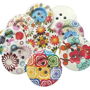 Chenkou Craft 20pcs 2" (50mm) Round Flower Wood Buttons 4 Holes Craft Sewing Button (50mm)