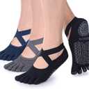 Ozaiic Yoga Socks for Women with Grips, Non-Slip Five Toe Socks for Pilates, Barre, Ballet, Fitness