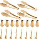 12PCS Stainless Steel Serving Utensils Sets with 8 Large Serving Spoons,4 Serving Tongs,Gold Serving Utensills Sets for Buffet Catering Banquet Party (Gold)