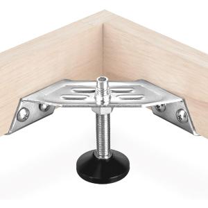 POWERTEC Corner Leveling Feet 4PK, Heavy Duty Adjustable Furniture Feet for Cabinet/Vanity/Furniture/Shelves, with Non-Marring Pads (71157) (Set of 4)