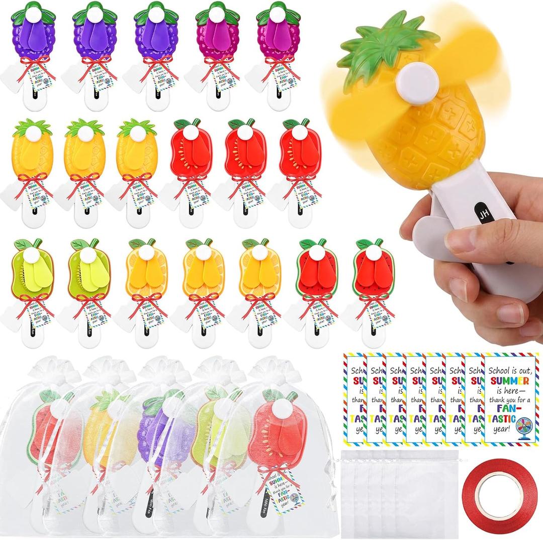 Cinrobiye 24 Pack End of Year Classroom Gifts Bulk Summer Party Favors School Graduation Gifts Student Rewards Outdoor Pool Birthday Party Supplies (Fruit Fan, 24)