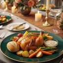 PULOTE 100PCS Green Plastic Plates - Green Disposable Plates With Gold Rim -  10.25inch