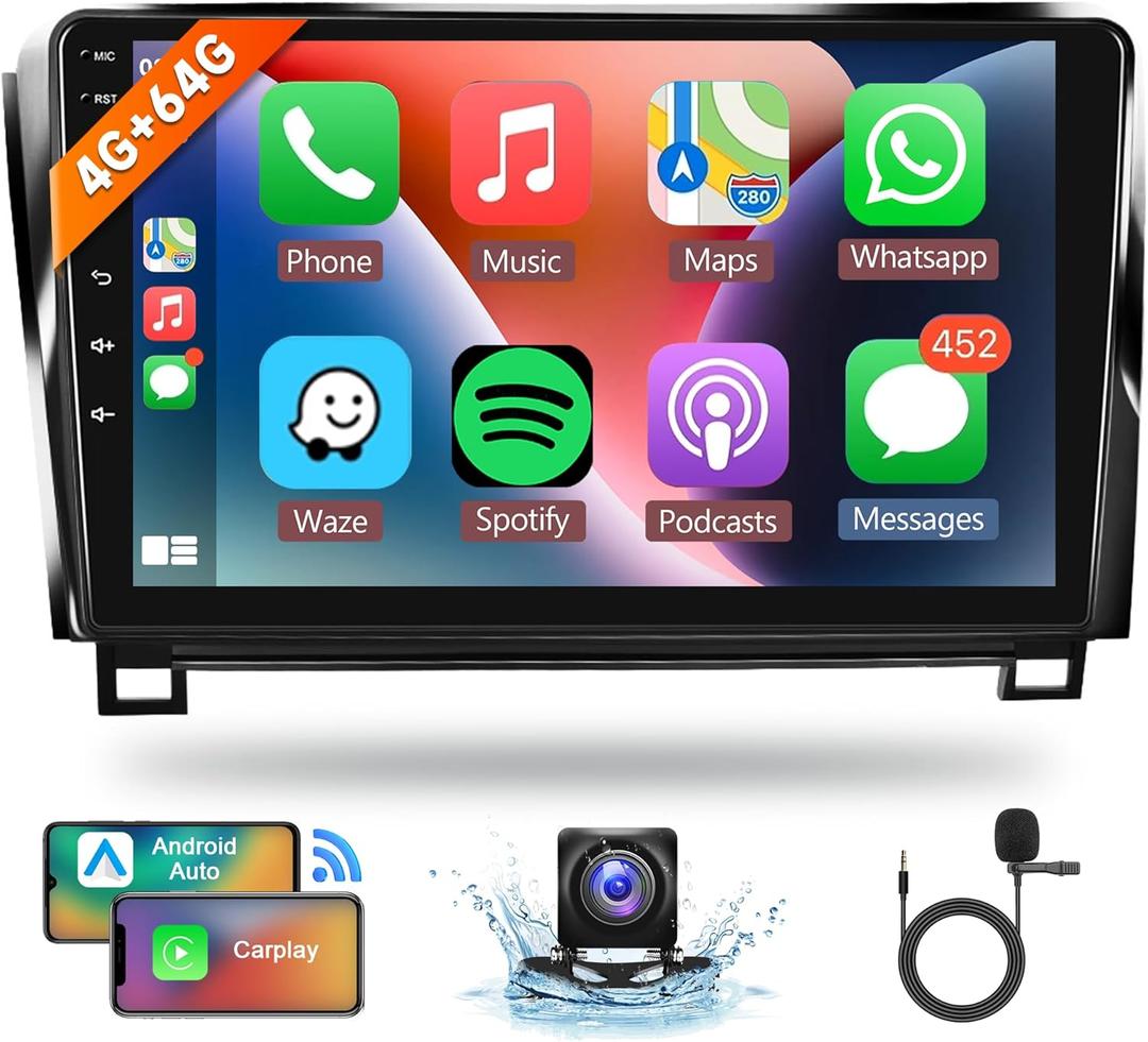 4G+64G 8 Core Android Car Stereo Radio for Toyota Sequoia 2008-2019/Toyota Tundra 2007-2013,Car Radio Wireless CarPlay Android Auto,10.1 IPS Touch Screen,WiFi, GPS, FM/RDS, Bluetooth, Rear Camera
