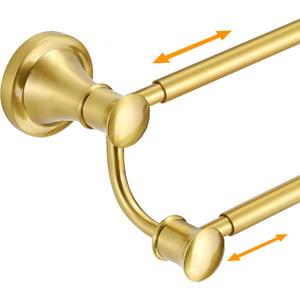 Hoimpro Adjustable Retractable 15-27 Inches Stainless Steel Bathroom Towel Bar, Bathroom Accessories Bath Hotel Double Towel Bar Rod Hanger Wall Mounted Towel Holder Towel Rack, Brushed Gold
