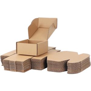 PHAREGE 4x4x2 inch Shipping Boxes Bulk 25 Pack Brown, Tab Lock Tuck Top Mailer Boxes for Packaging Small Business, Small Cardboard Gift Boxes for Wrapping Mailing Present