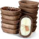 Tioncy 12 Pcs Wooden Dough Bowls Rustic Decorative Wood Dough Bowls Bulk for Decor with Card, Hand Carved Paulownia Wood, for Home Decor Candle Wedding Gifts Crafts Farmhouse Tray (Oval)