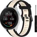 Watch Band for Garmin Forerunner 265/265S-Music, Soft Silicone Sport Replacement Strap for Forerunner 570 47mm/255/265, Venu 4 45mm/3/2 (22mm) and Forerunner 255S/265S, Venu 2S/3S (18mm) (Black Edge/Starlight)