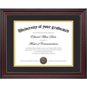 upsimples Diploma Frame 8.5 x 11 with Mat or 11x14 without Mat, Certificate Degree Document Frame, Classic Wood Grain with Gold Beading, Includes Black & Gold Mats, Graduation Gifts, 1 Pack