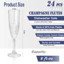 24 Pcs Plastic Champagne Flutes,White Champagne Glasses Bulk, Made of Durable Plastic Material Can be Used for Weddings, Everyday Fun Parties and More!