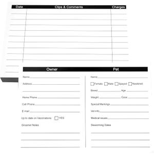 RXBC2011 105 Pack Pet Grooming Information Cards Dog Cat Grooming Customer Information Card Groomer Client Record Clip Cards