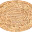 Jkjhbhged 2 Pcs Oval Rattan Placemat,Natural Rattan Hand-Woven,Tea Ceremony Accessories,Suitable for Dining Room, Kitchen,Etc