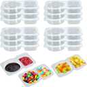 40PCS Double Condiment Container with LidDouble Compartment Plastic Snack Containers for Sauce Snack (Transparent, TLH-40)