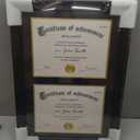 Yaetm Vertical Double Diploma Frame 14x20 for Two 8.5x11 Certificates, Degrees, Documents, Tempered Glass with Black Over Gold Acid-free Mats, Dual Diploma Frames, Brown/Black