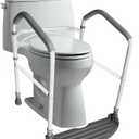 RMS Toilet Safety Frame & Rail - Folding & Portable Bathroom Toilet Safety Rails - Handrail Toilet Bars with Adjustable Height (White)