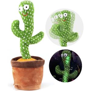 Dancing Cactus Talking Toy,Wriggle Singing Mimicking Cactus, Repeat What You Say, Sing, Dance, Recording, LED(120 Songs)