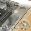 Magnetic Drainage & Filter Basket with Enhanced Durability, Triangular Sink Strainer with Twist-Open Bottom, Heavy-Duty Kitchen Sink Corner Rack for Draining & Storage, Punch-Free Installation