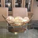 Crackle Globe LED Lamp Battery Operated , Lighted Glass Orb for Festival Christmas Decoration, Gold Mercury Glass Ball Light for Living Room Indoor (No Timer)