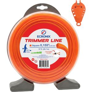 155" Square Trimmer Line - 1 lb Donut Spool (97 ft) - Industrial Grade for Fixed-Head Trimmers ONLY - Extreme Land Clearing & Sapling Removal - Orange - Includes Free Line Cutter