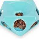 Ceramic Slow Feeder Cat Bowl, Fun Interactive Slow Feeder for Cats (Turquoise)