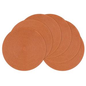 SHACOS Round Placemats Set of 6 Washable 15 inch Round Placemat Cotton Polyester Woven Braided Table Place Mats for Dining Table Decor, Dark Orange