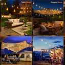 Brightown 58FT Solar String Lights Outdoor Waterproof with Remote, 25+1 LED Shatterproof Bulbs, Dimmable & Timable, 3 Light Modes - Commercial Grade Patio Lights for Garden Backyard Party Decor