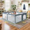 Foldable Baby Playpen - 71"x79" Collapsible Play Pen for Babies and Toddlers - Indoor Outdoor Travel Playpen - Sturdy with Mesh View Portable Play Yard - Folding Play Pen with 4 Handles and Carry Bag