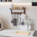 Wall Hooks with Shelf, Wood Coat Rack with Shelf Wall-Mounted, Entryway Hanging Shelves with 5 Metal Hooks for Clothes Hats Towel Purse Robes, Bathroom Mudroom Bedroom, Rustic Brown