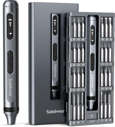 Mini Electric Screwdriver Set, 52 in 1 Precision Electric Screwdriver Cordless with 48 Magnetic Bits, Power Screwdriver Repair Tool Kit with Tweezers and Pry Bar, for Laptop Phone Electronics Repair