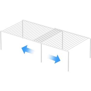 Expandable Kitchen Cabinet Shelf Organizers, Heavy Duty Adjustable Counter Organizer Metal Wire Spice Rack, Freezer Storage Shelf for Cabinets, Pantry, Bathroom, Fridge, White